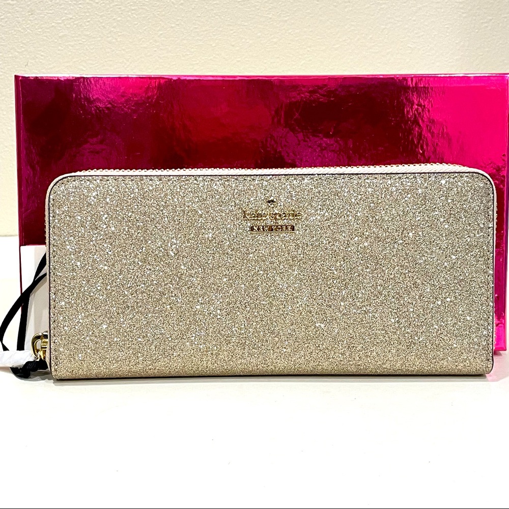 Kate Spade Burgess Court Lindsey Glitter Zip Around Wallet